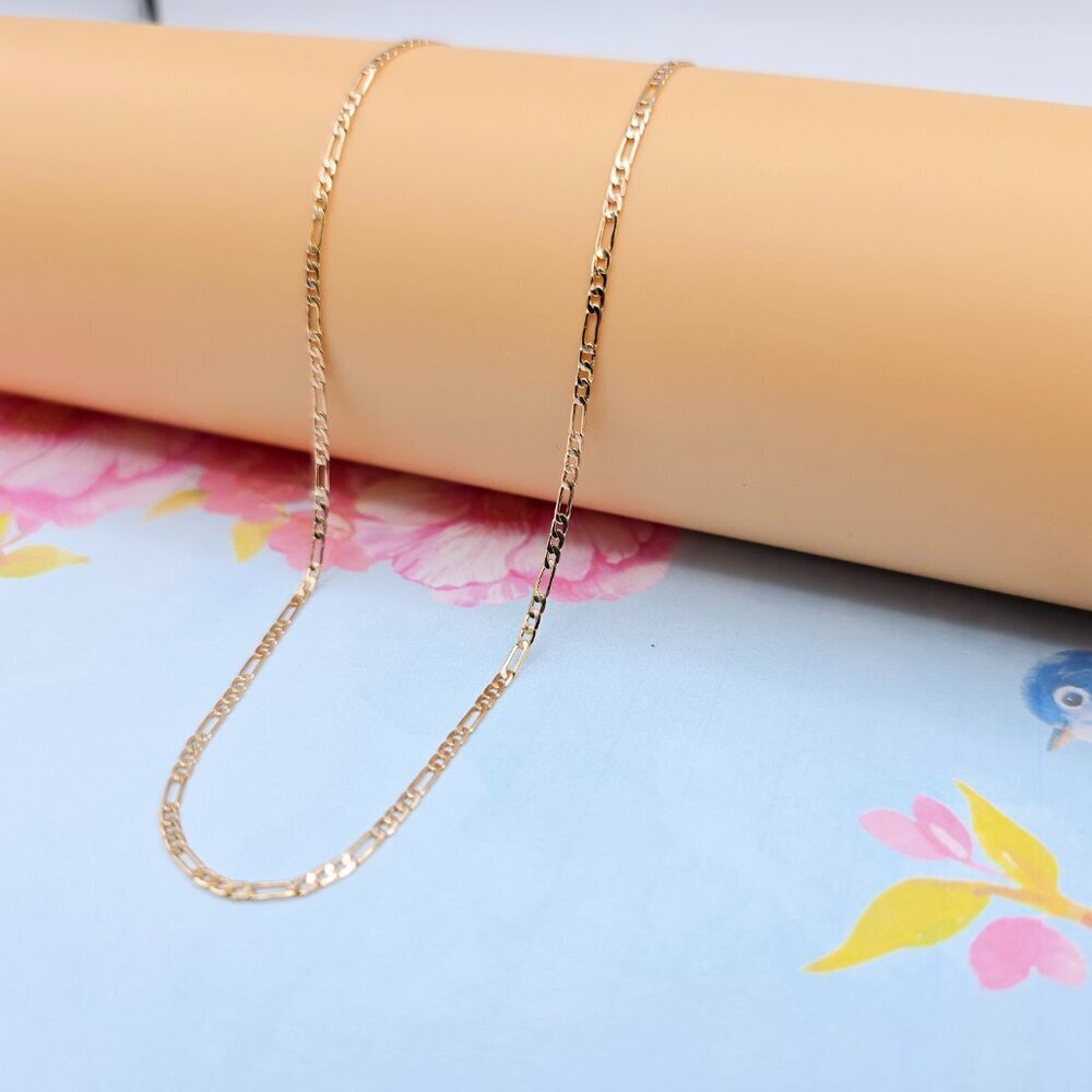 Rose Gold Figaro Chain Necklace, 24 Inch, Gold Plated Over Brass, XPNL0098